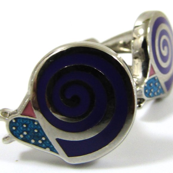 Duchamp London Silver and Black Spiral Snail Cufflinks - Picture 3 of 4